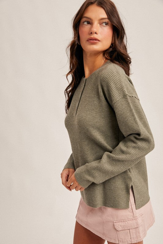 Waffle Button Sweater