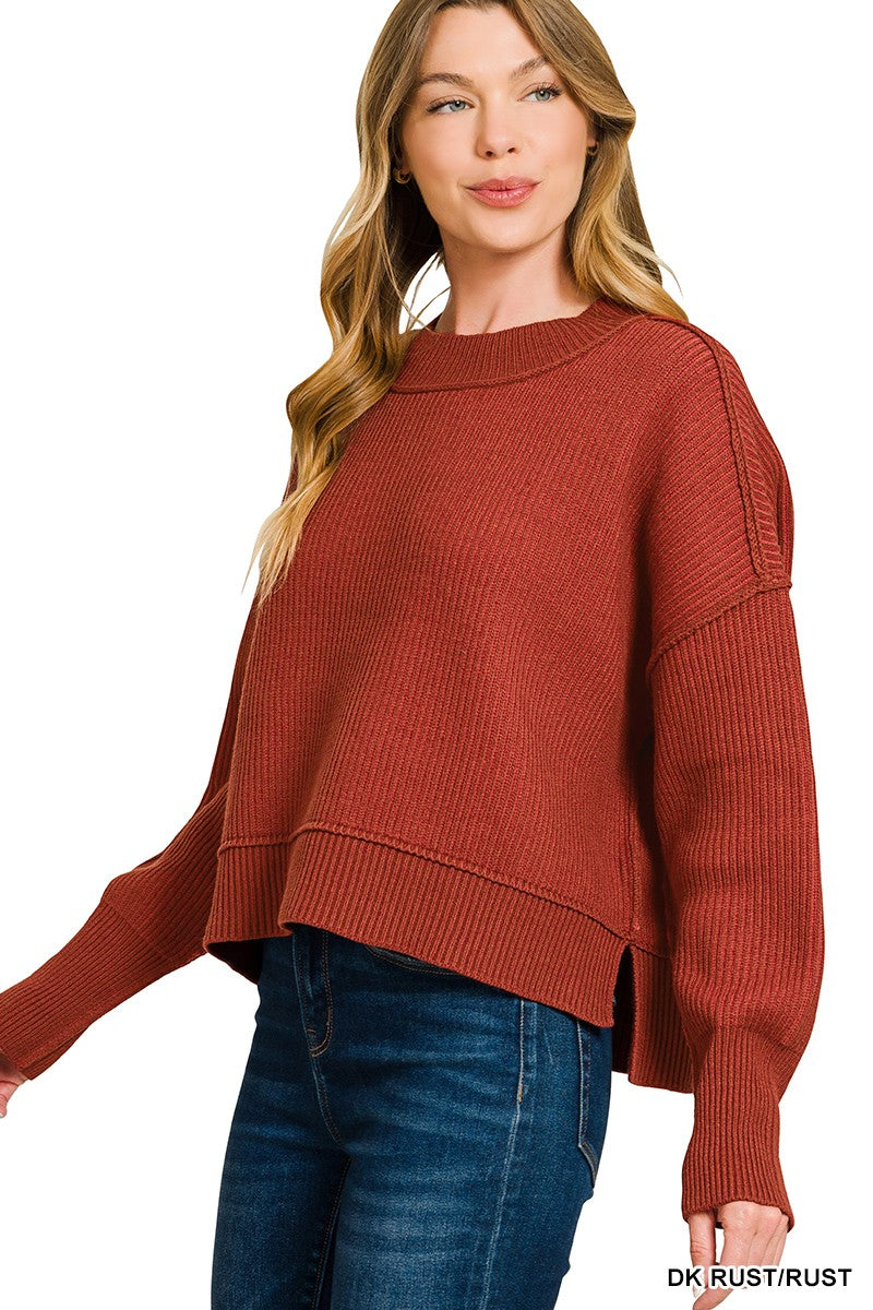 Exposed Seam Two Tone Sweater