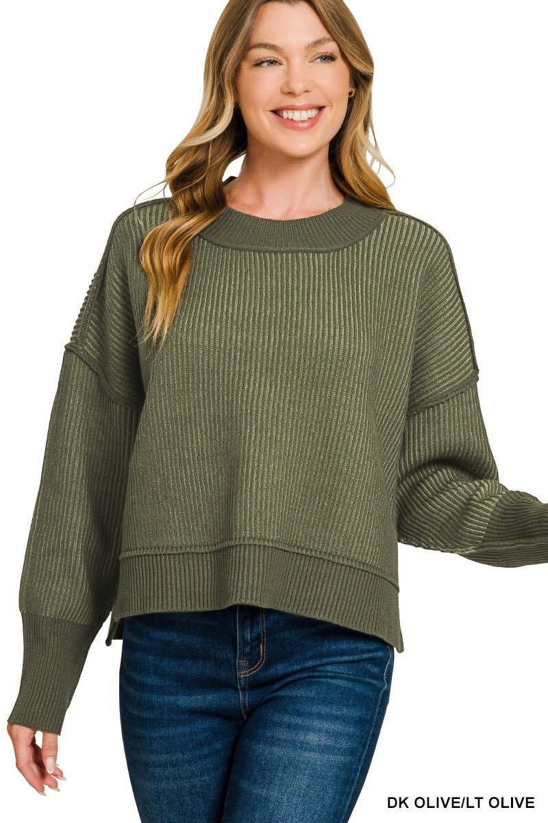 Exposed Seam Two Tone Sweater
