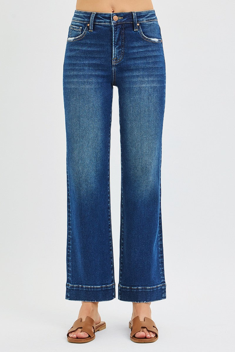 Dark Wash Tummy Control Straight Risen Jeans