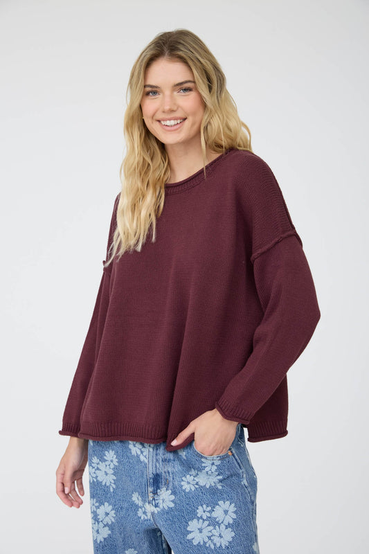 Raw Edge Long Sleeve Sweater