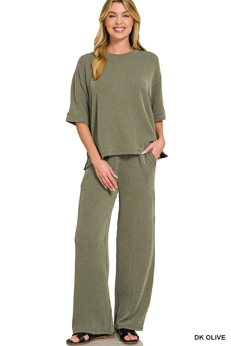 Ribbed Tee and Pant Set