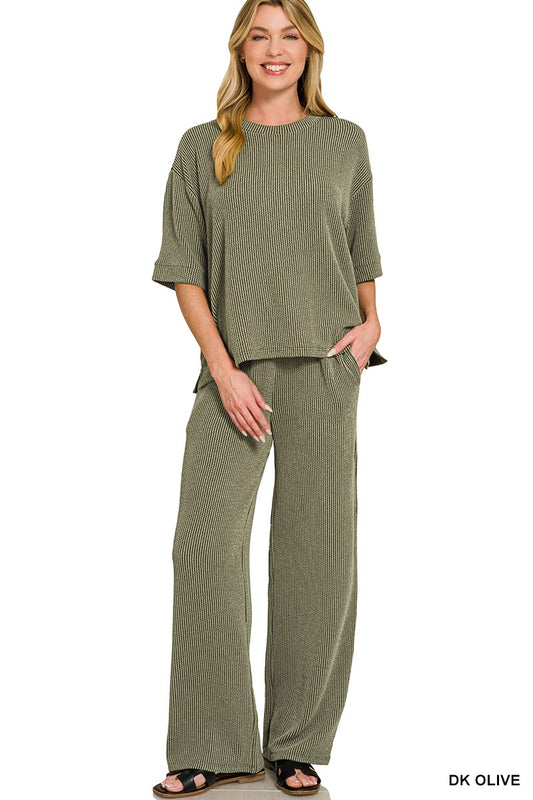 Ribbed Tee and Pant Set