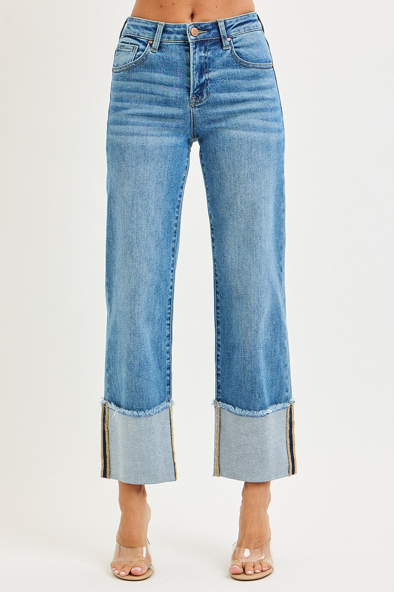 Mid Rise Cuffed Risen Jeans
