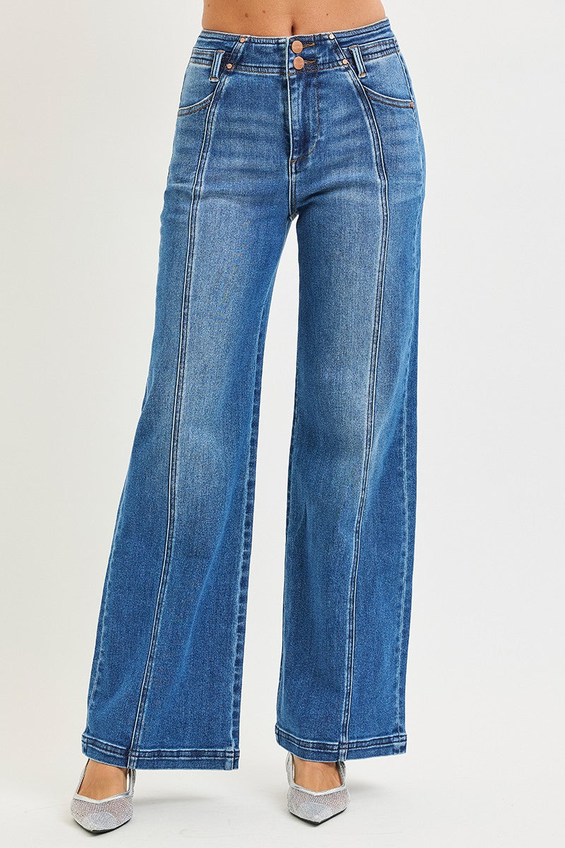 High Rise Curved Seam Risen Jeans
