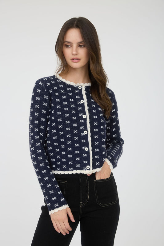 Button Down Pattern Knit Cardigan
