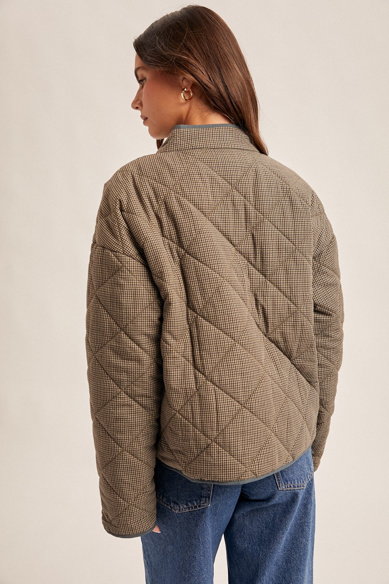 Micro Checker Quilted Jacket