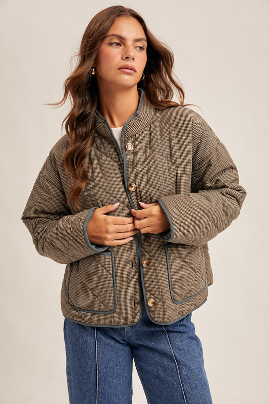 Micro Checker Quilted Jacket