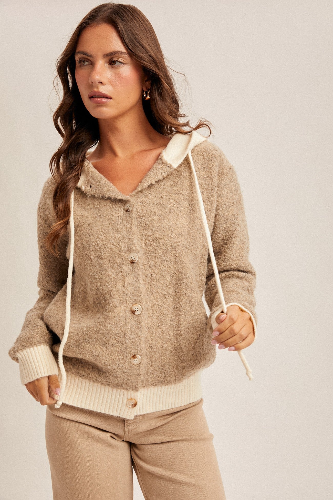 Button Down Hooded Sweater