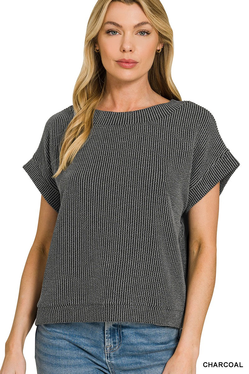 Rib Cap Sleeve Top