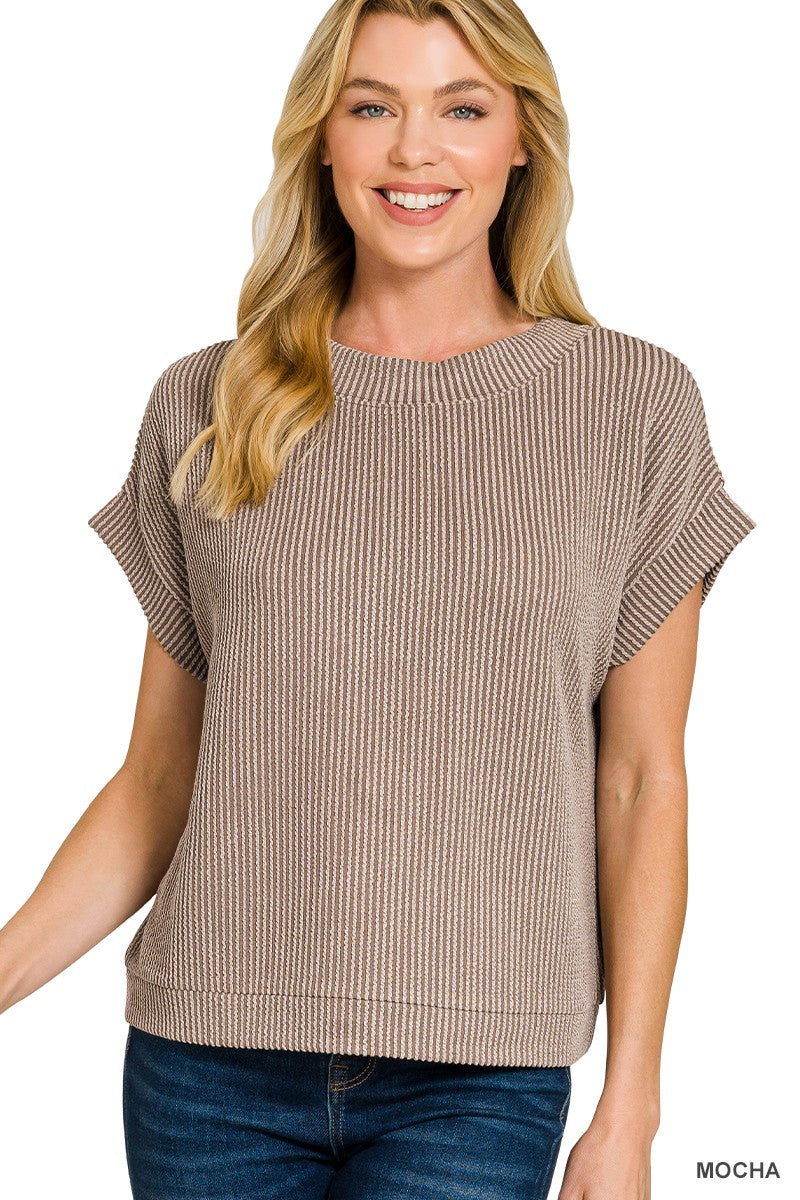 Rib Cap Sleeve Top