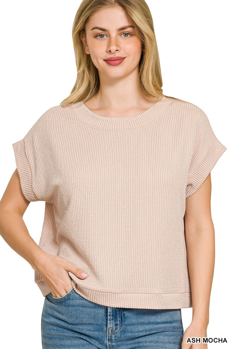 Rib Cap Sleeve Top