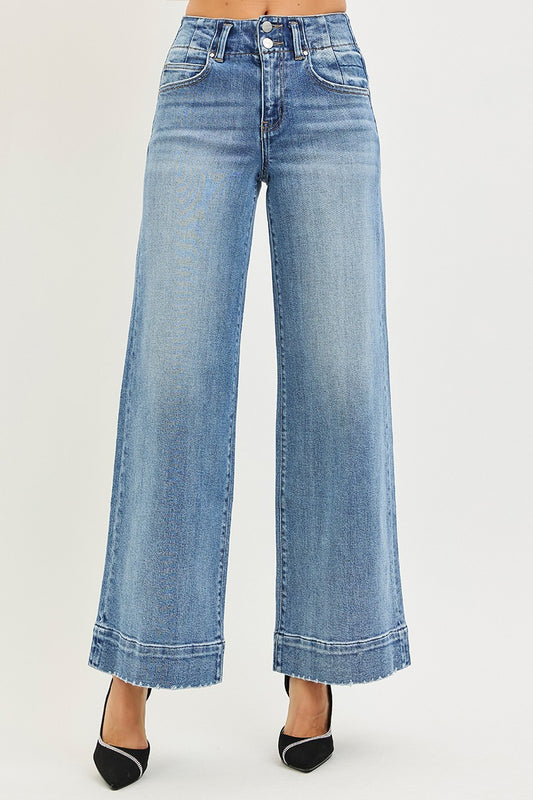 High Rise Ankle Wide Risen Jeans