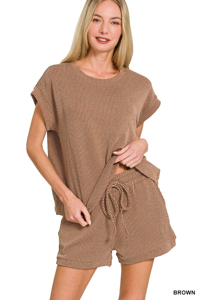 Rib Cap Sleeve and Shorts Set
