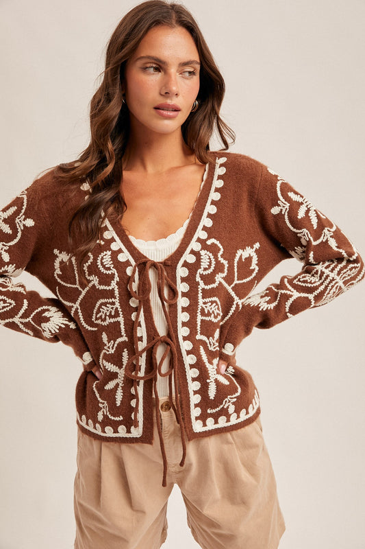 Embroidered Sweater Jacket