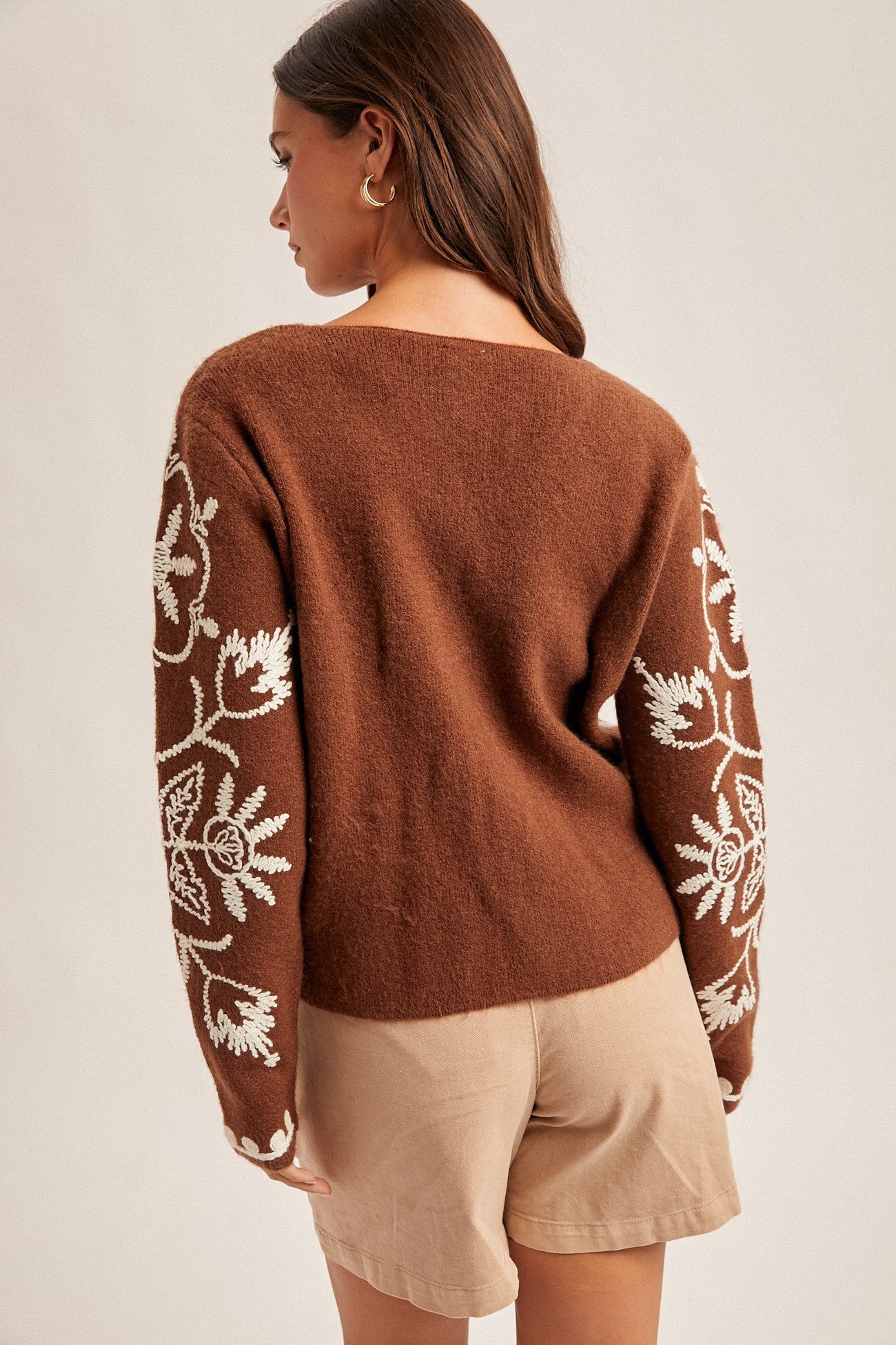 Embroidered Sweater Jacket