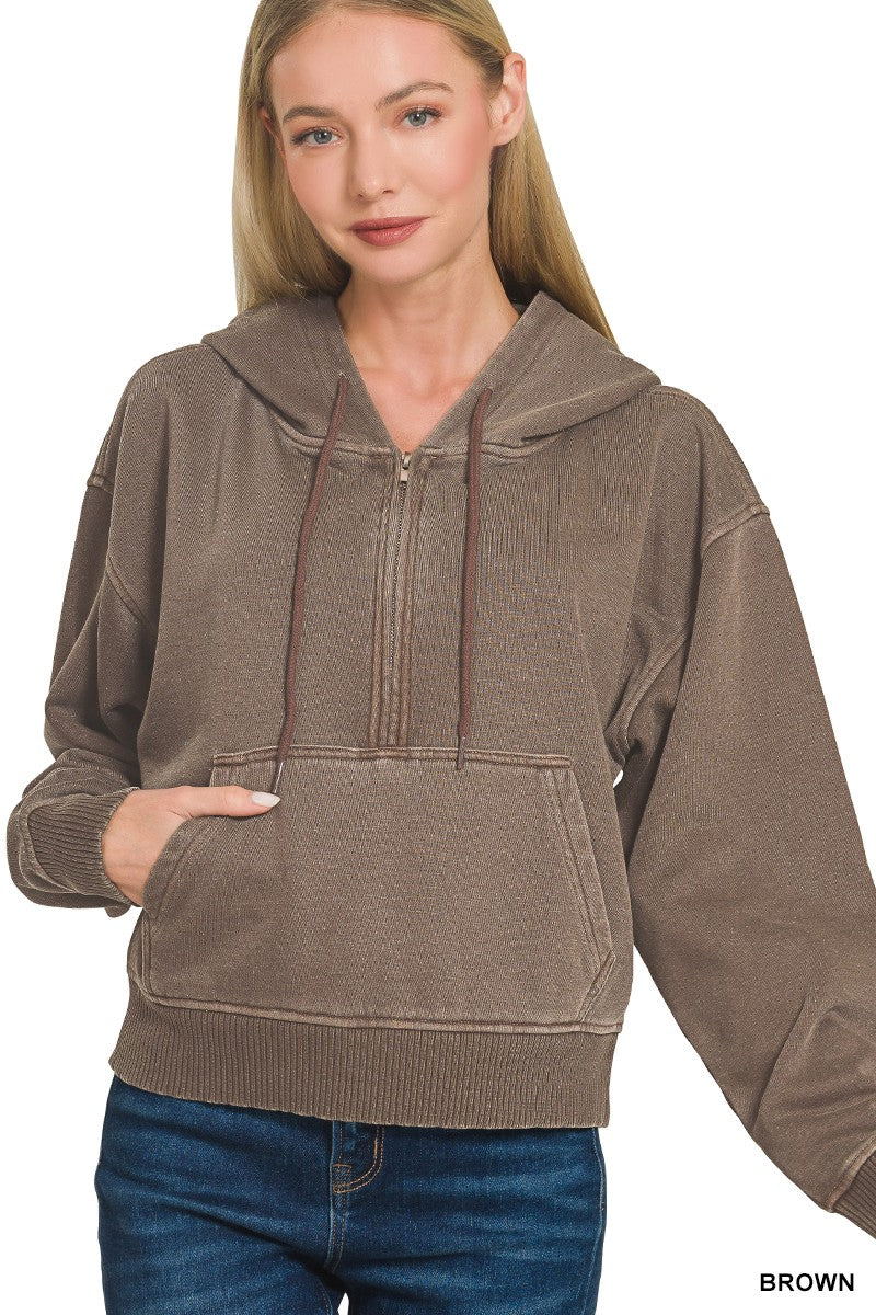Half Zip Kangaroo Pocket Hoodie