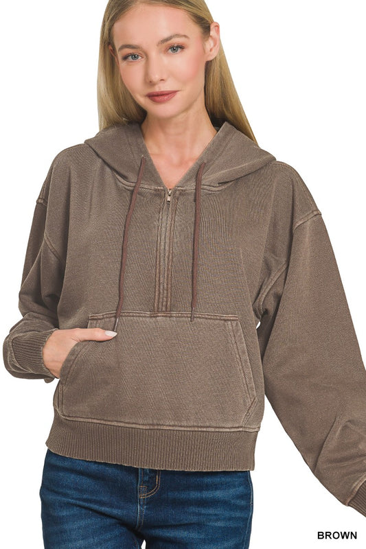 Half Zip Kangaroo Pocket Hoodie