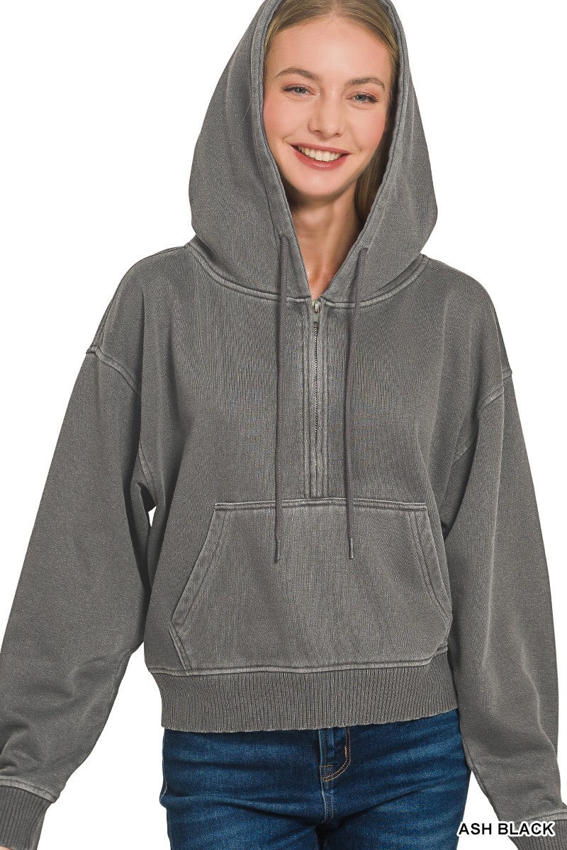 Half Zip Kangaroo Pocket Hoodie