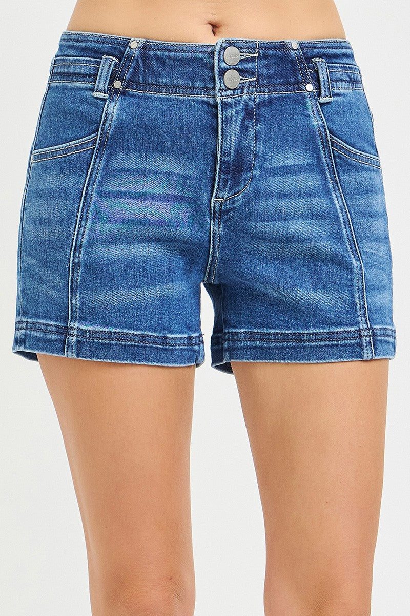 Seam Detail Dark Wash Risen Shorts