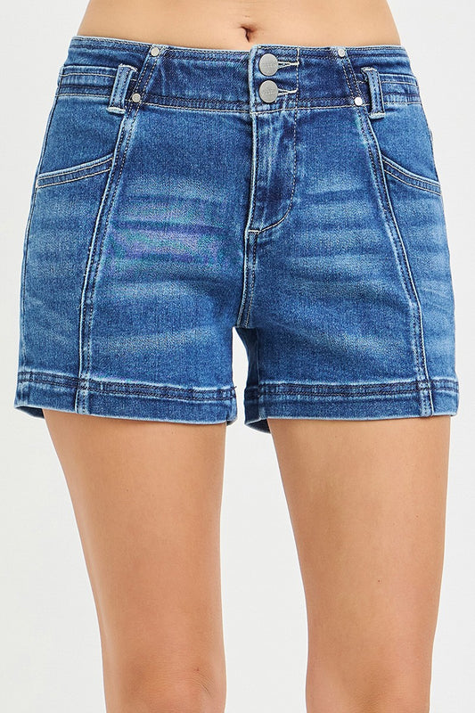Seam Detail Dark Wash Risen Shorts