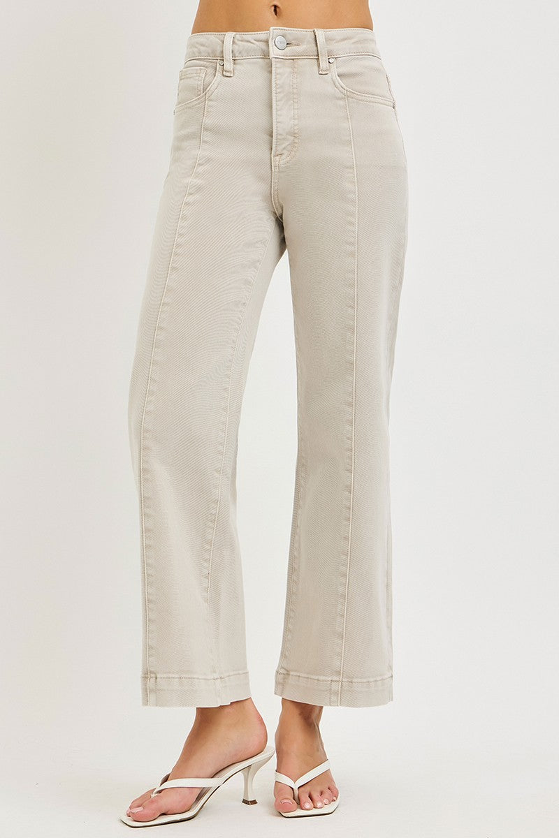 Almond High Rise Crop Risen Denim