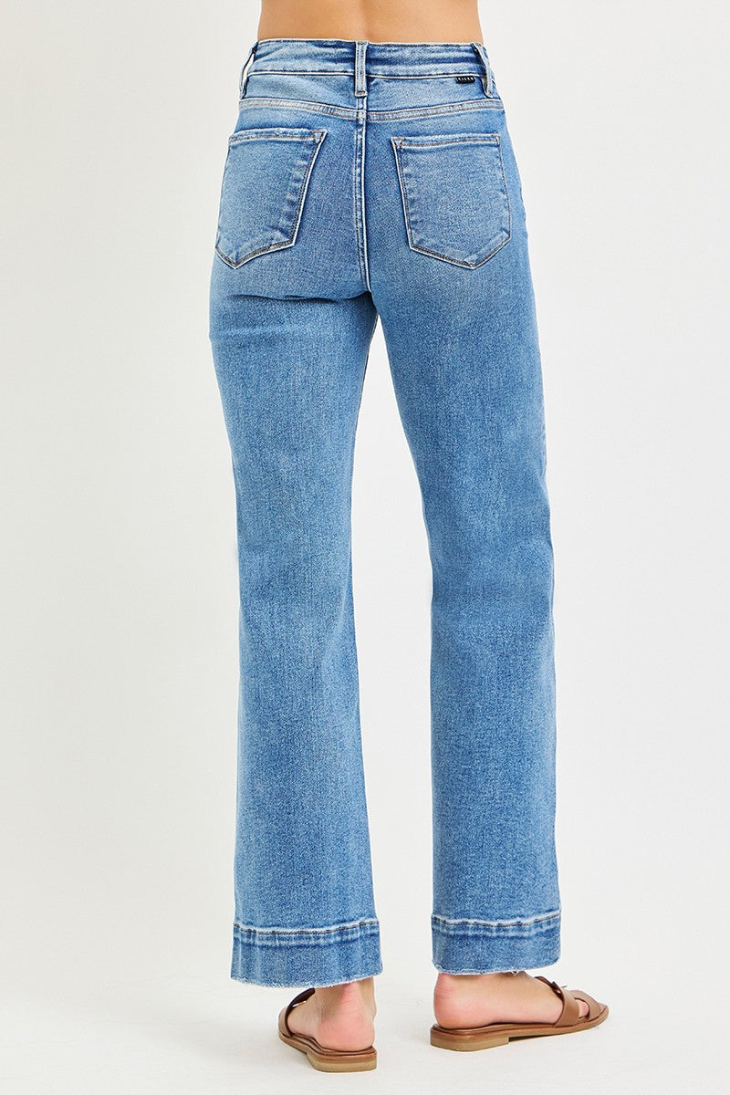 Medium Wash Tummy Control Straight Risen Jeans