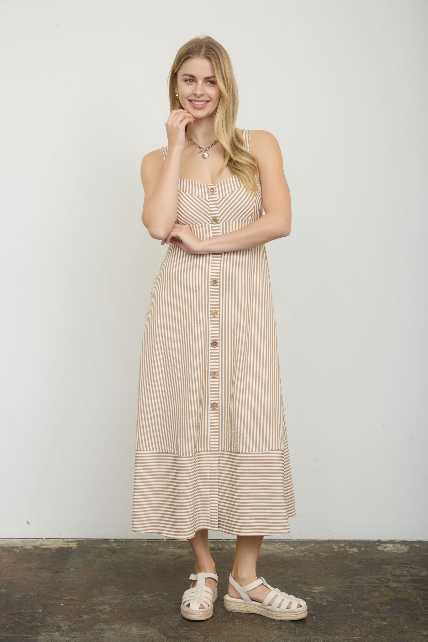 Stripe Sweetheart Button Down Dress