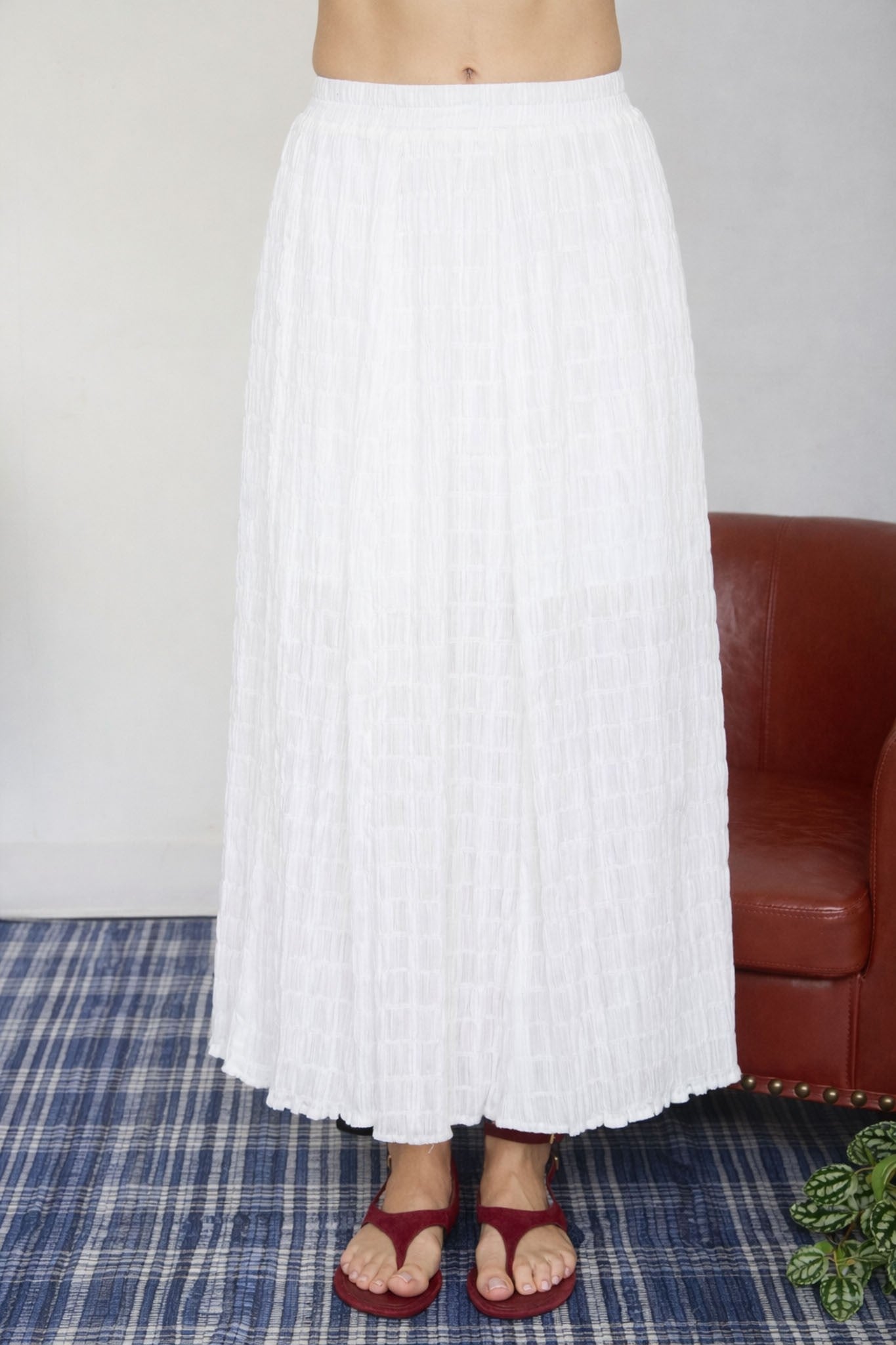 Shirred Midi Skirt