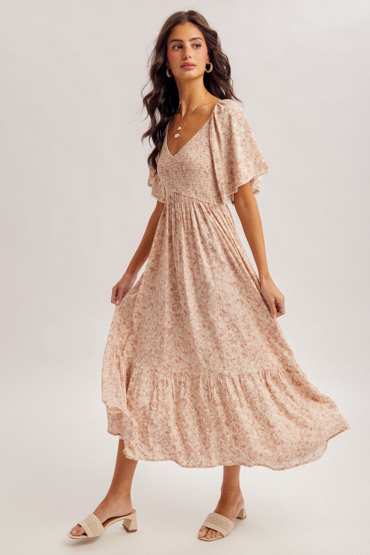 Flutter Sleeve Floral Dress