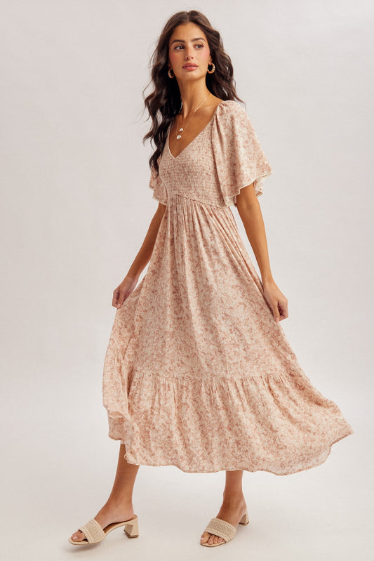 Flutter Sleeve Floral Dress