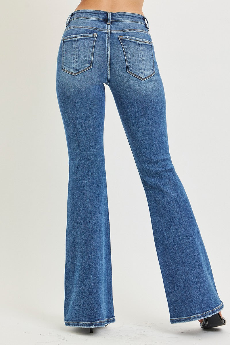 Tummy Control Mid Rise Flare Jeans