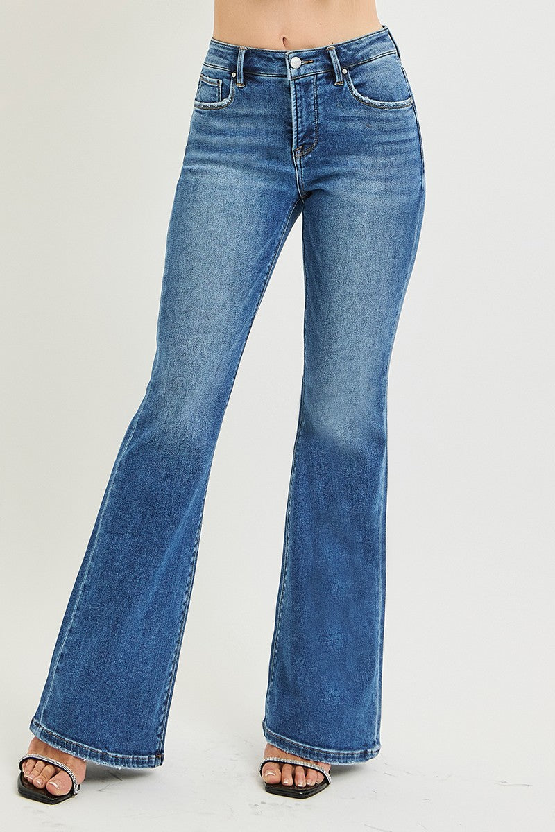 Tummy Control Mid Rise Flare Jeans
