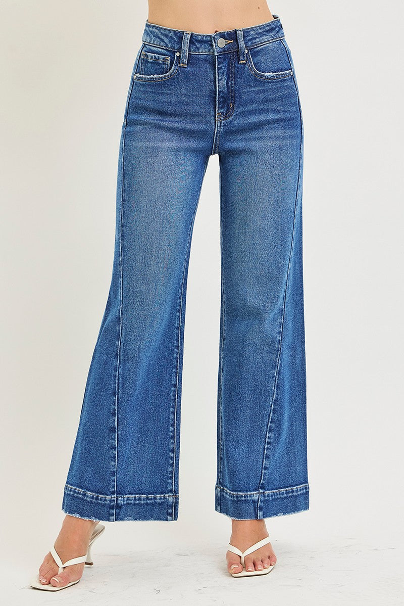 High Rise Wide Ankle Risen Jeans
