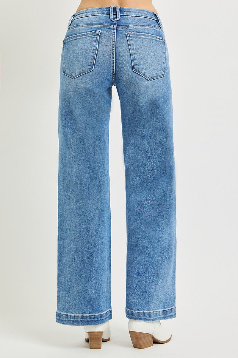 Tummy Control Medium Wash Wide Risen Jeans