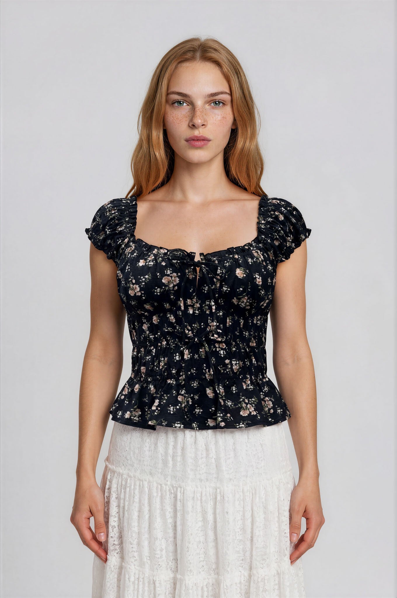 Floral Front Tie Top