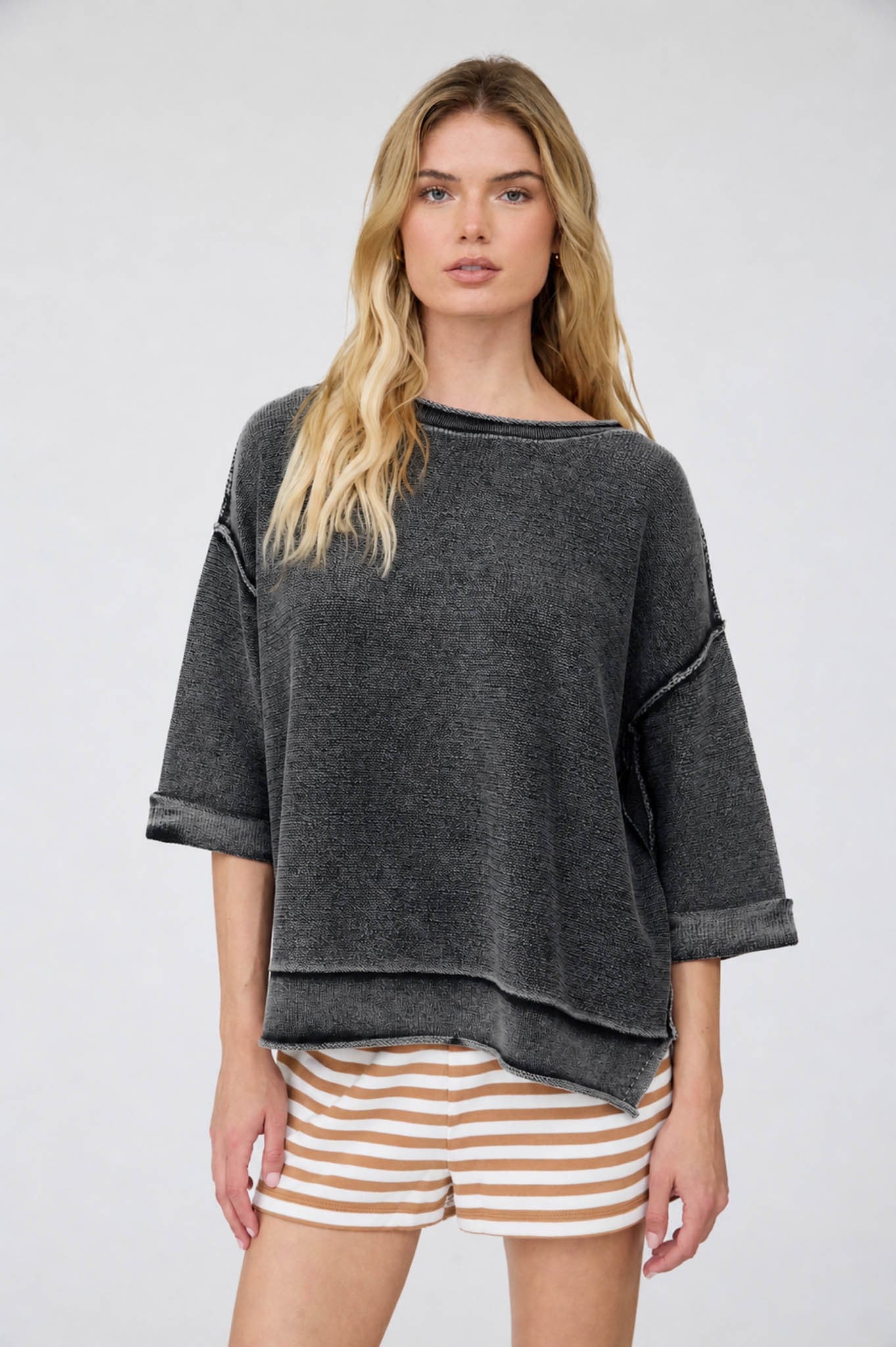 Washed Short Sleeve Sweatshirt