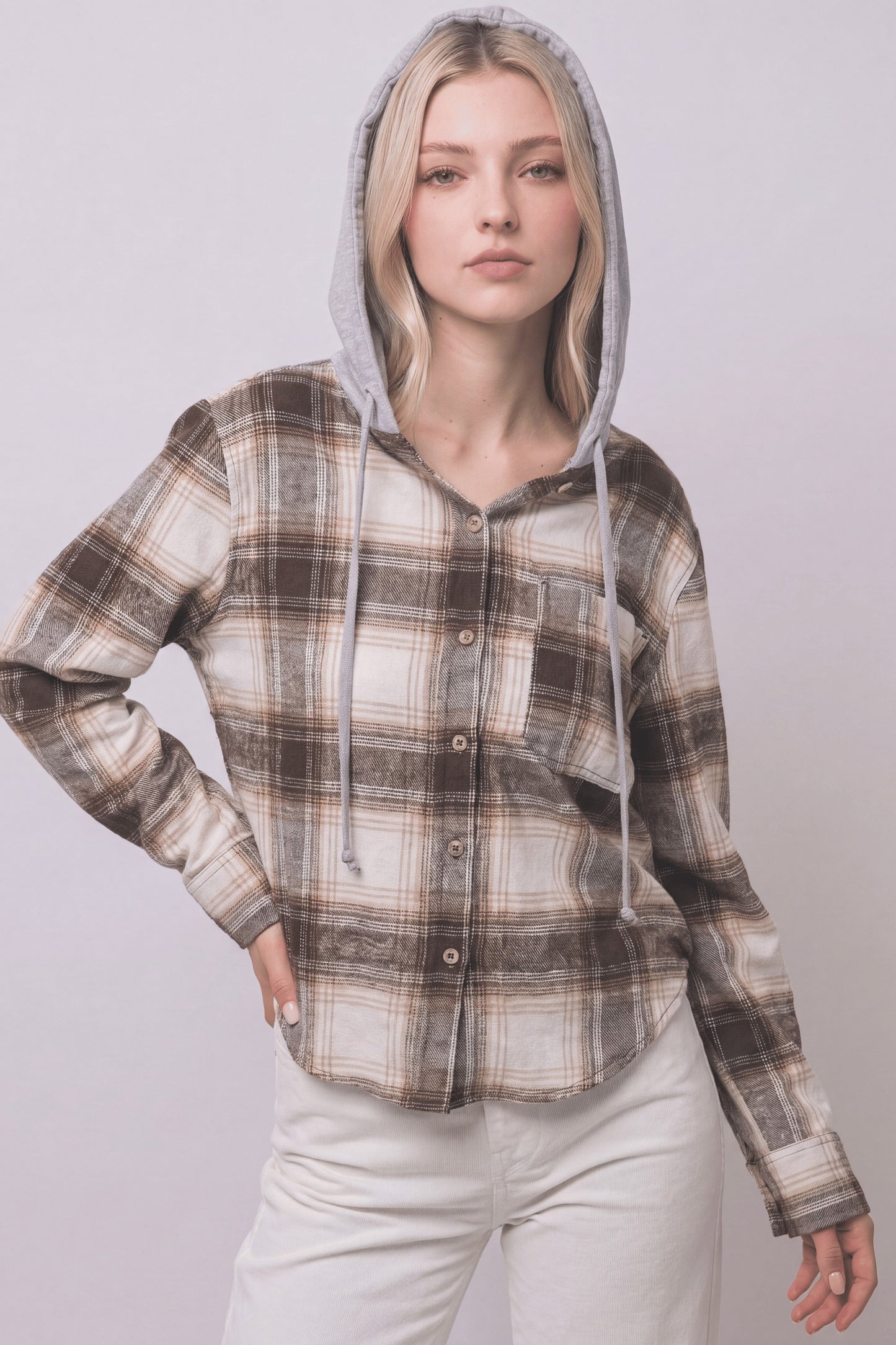 Hooded Flannel Shirt Jacket