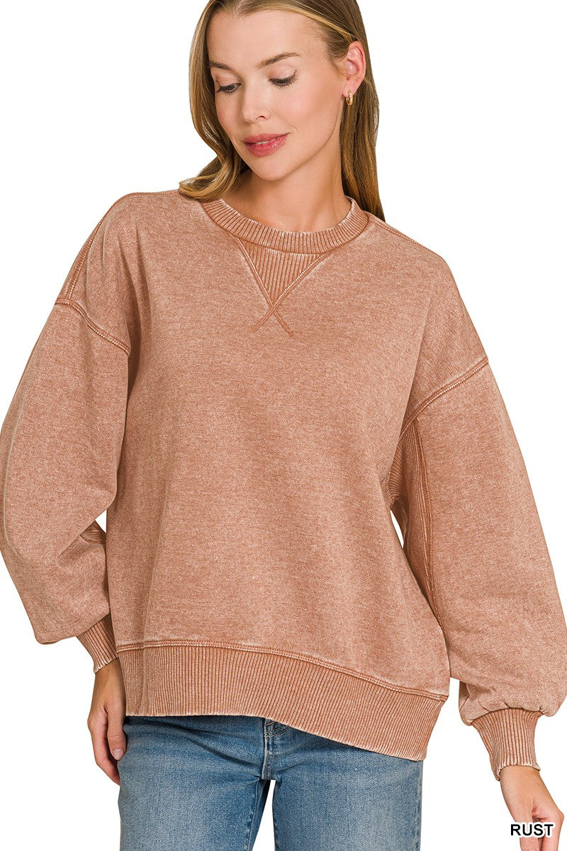 Acid Wash Oversized Pullover