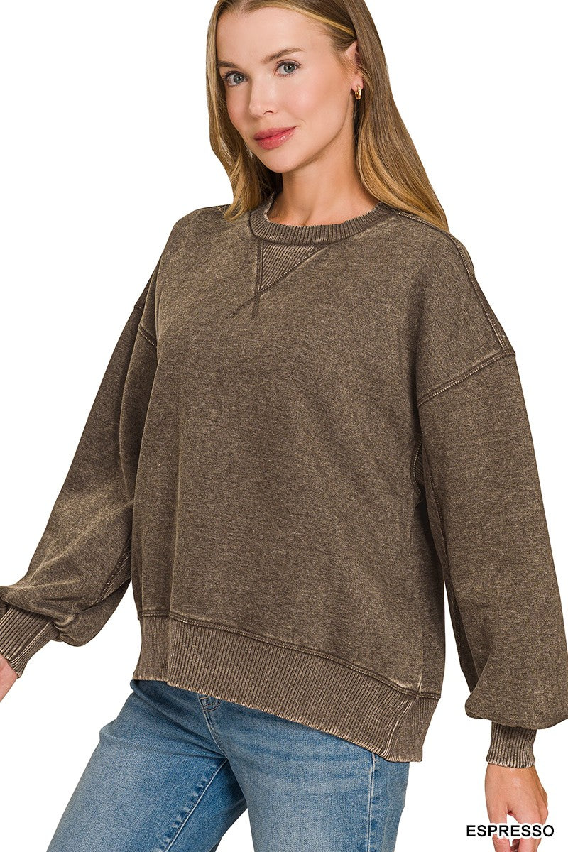 Acid Wash Oversized Pullover