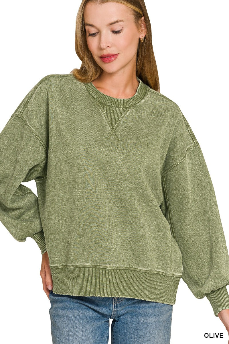 Acid Wash Oversized Pullover