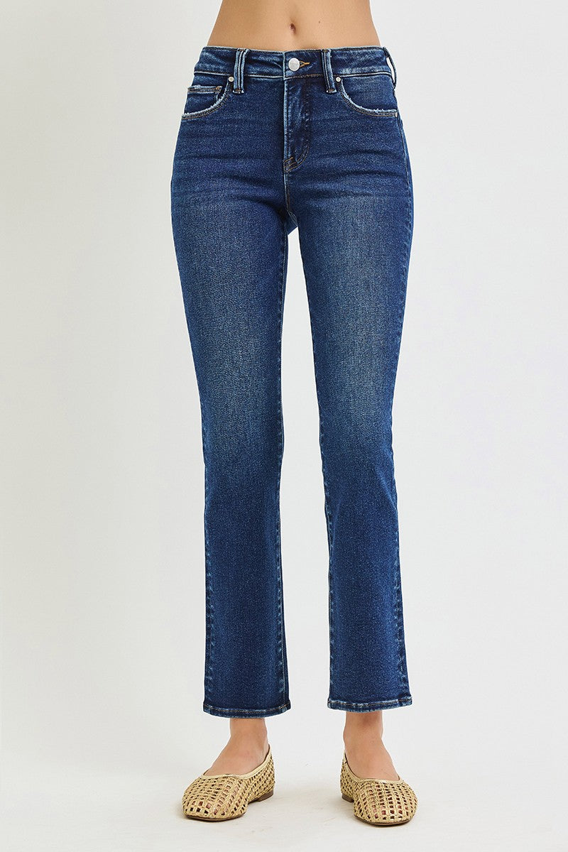 Mid Rise Ankle Straight Jeans
