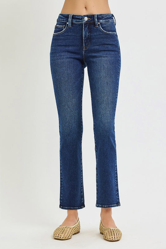 Mid Rise Ankle Straight Jeans