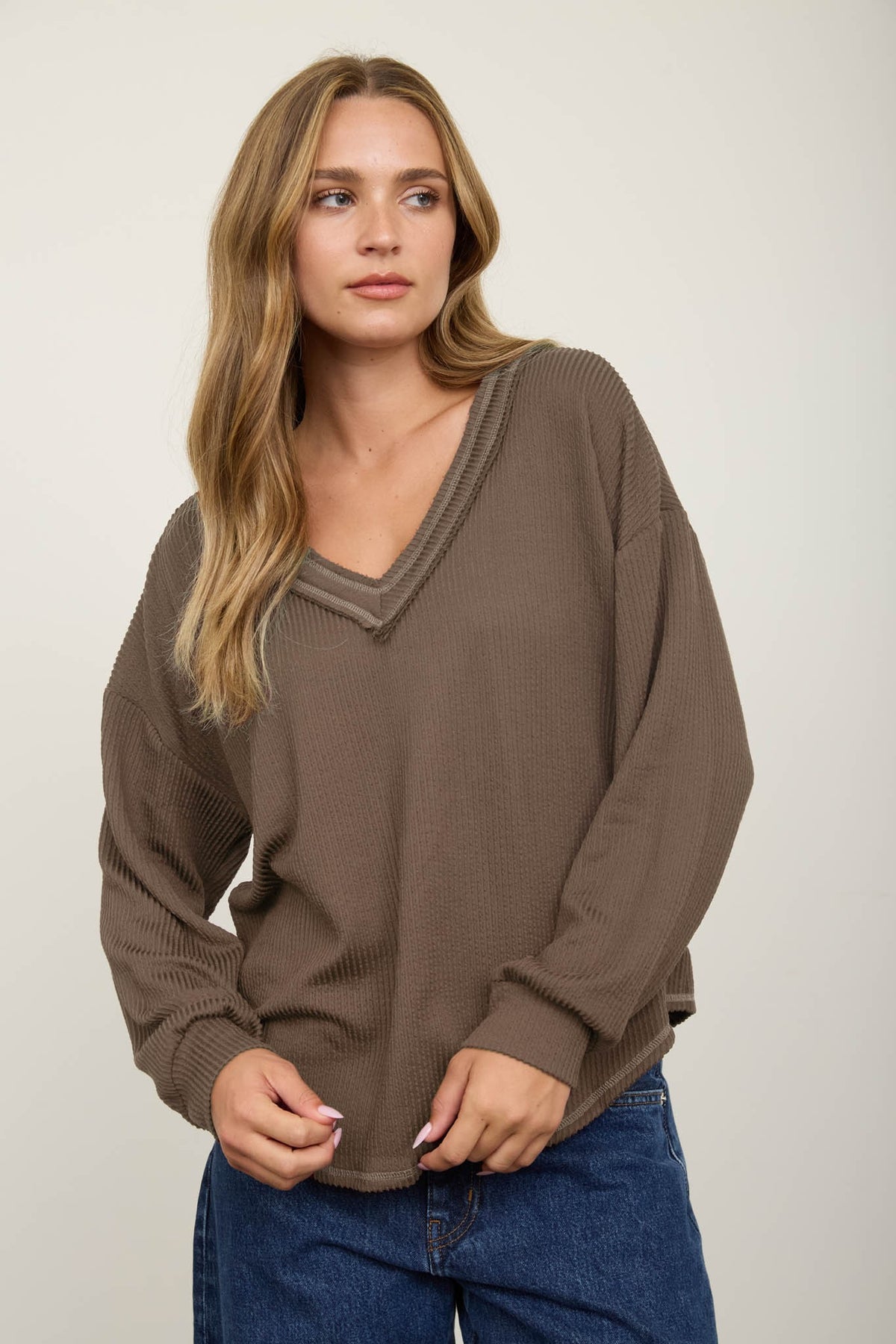 Long Sleeve Textured Knit Top