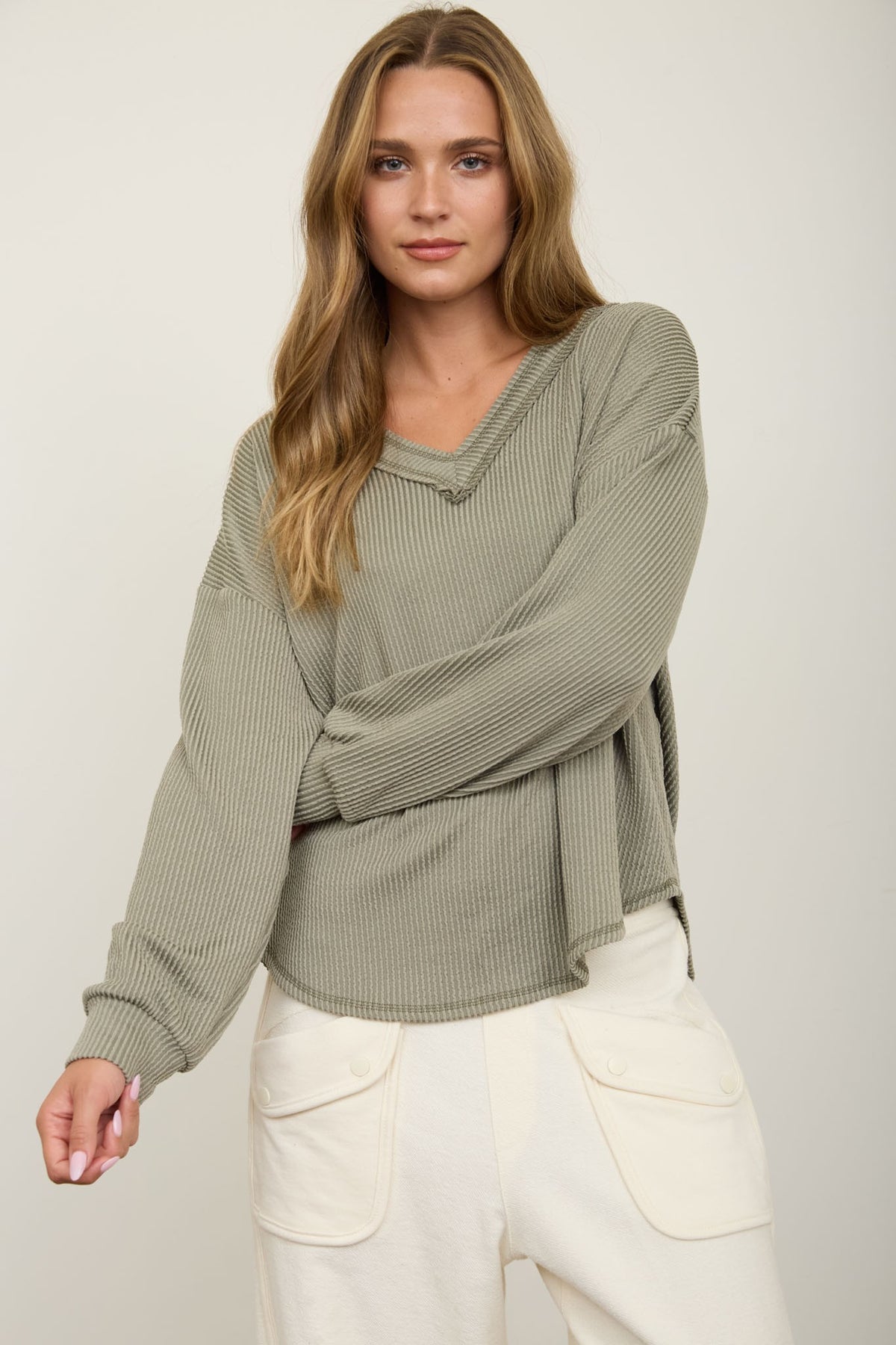 Long Sleeve Textured Knit Top