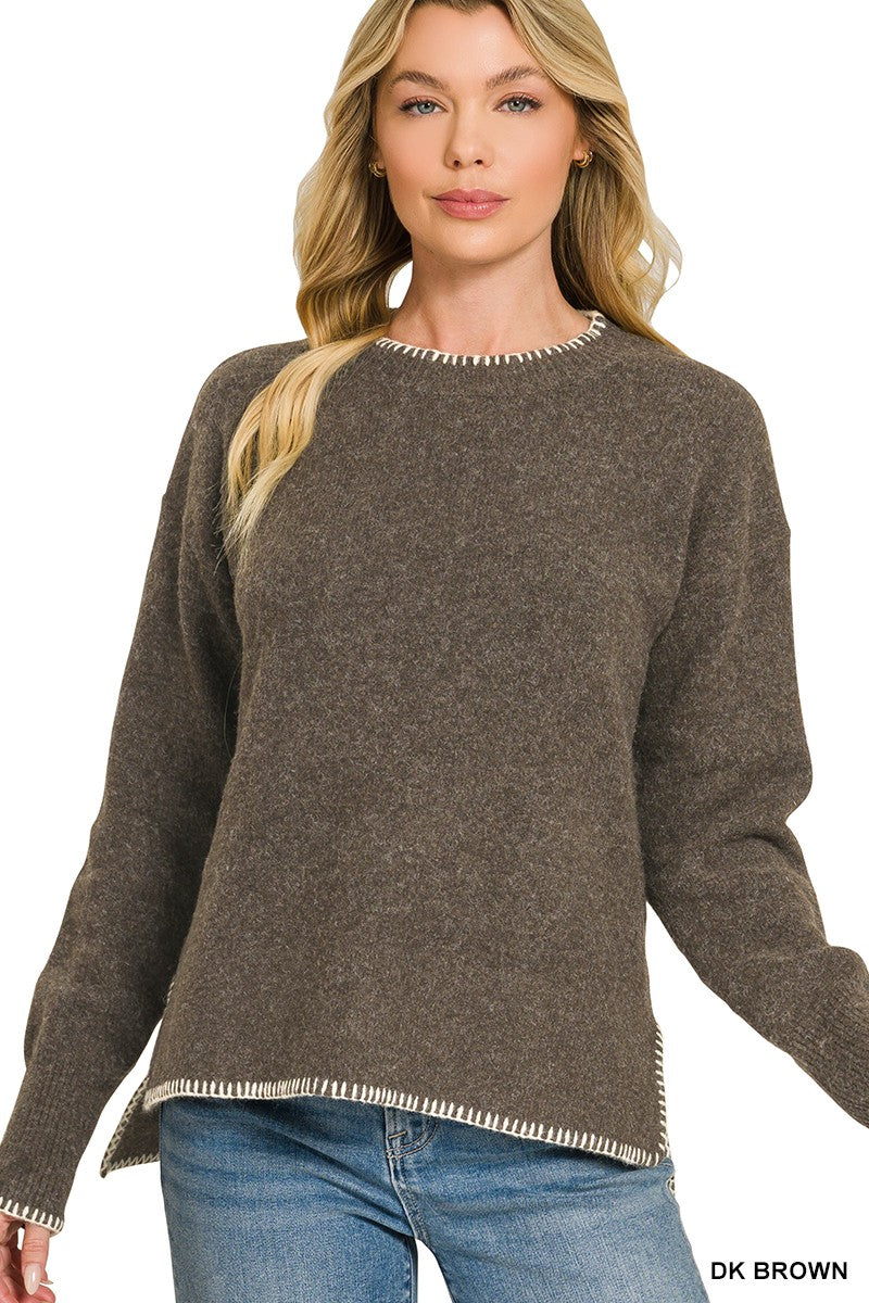 Stitch Detail Hi-Low Sweater