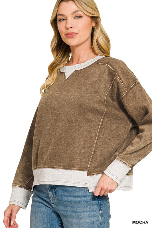 Fleece Contrast Trim Sweatshirt
