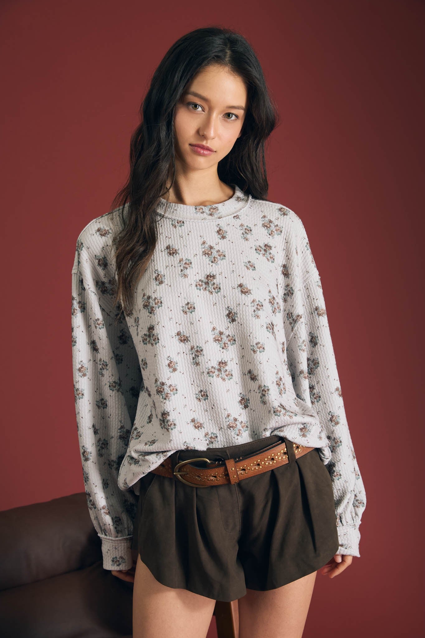 Floral Polka Dot Long Sleeve Top