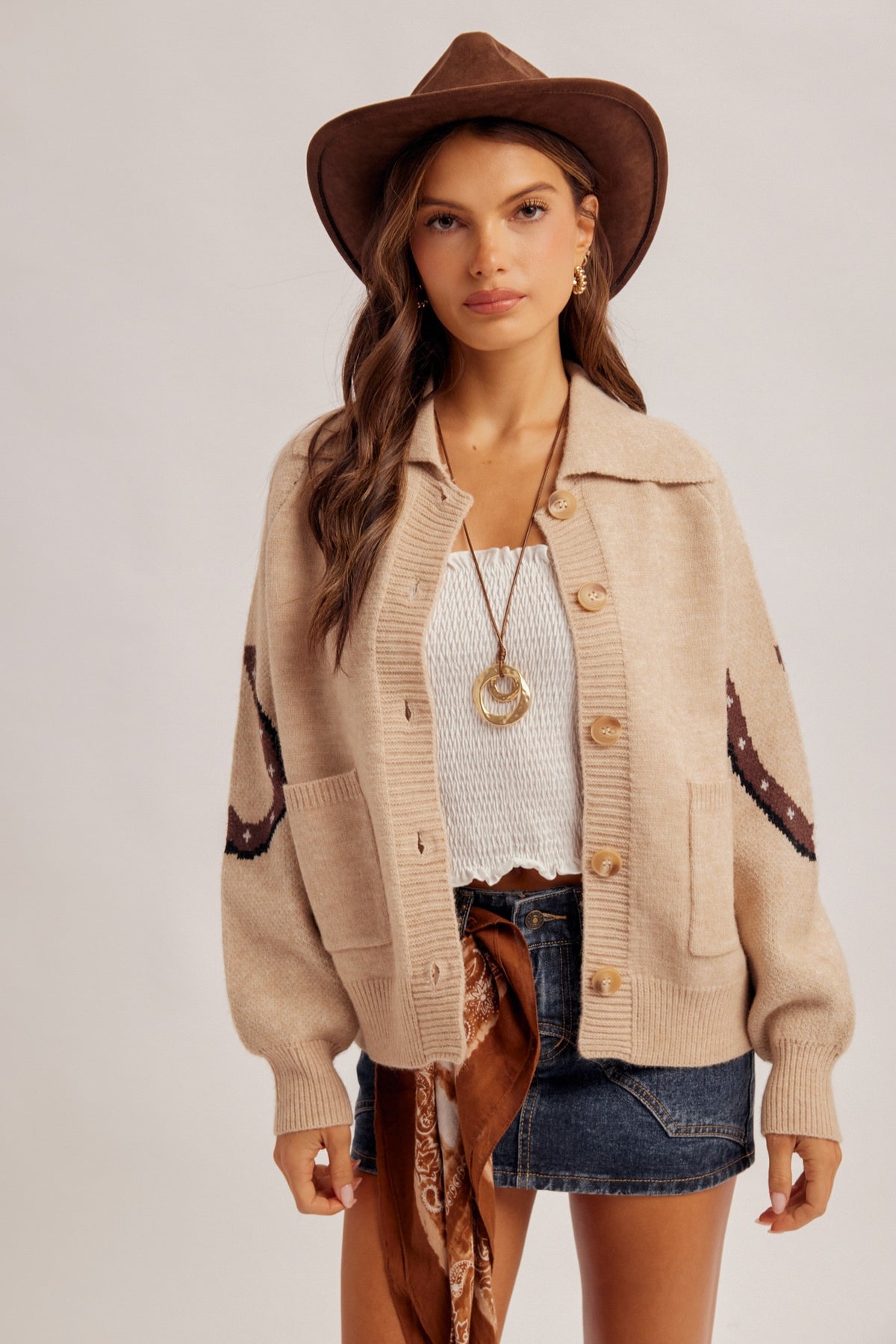 Horse Button Down Sweater Cardigan