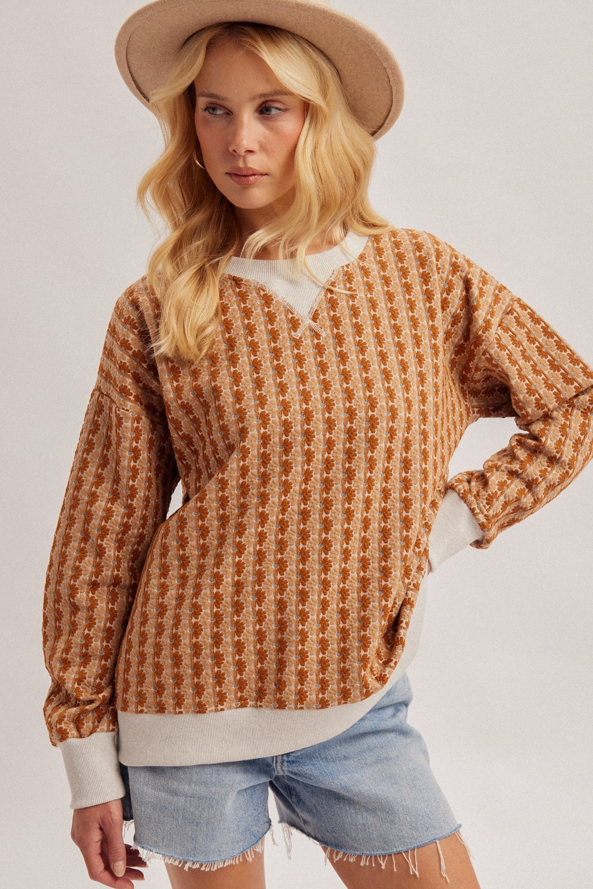Floral Knit Pullover Sweater